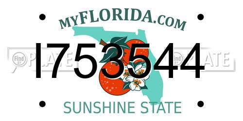 I753544 Florida License Plate