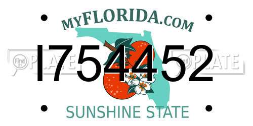 I754452 Florida License Plate