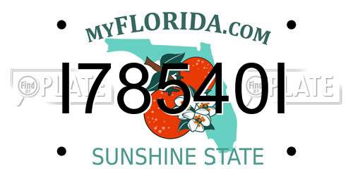 I78540I Florida License Plate