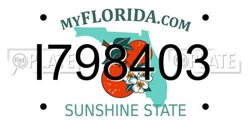 I798403 Florida License Plate