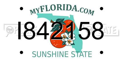 I842158 Florida License Plate