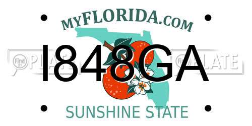 I848GA Florida License Plate