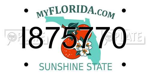 I875770 Florida License Plate