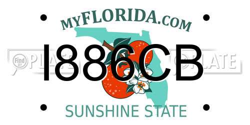 I886CB Florida License Plate
