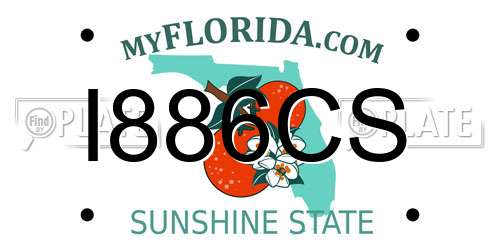 I886CS Florida License Plate