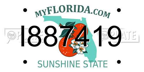 I887419 Florida License Plate