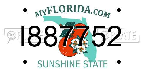 I887752 Florida License Plate