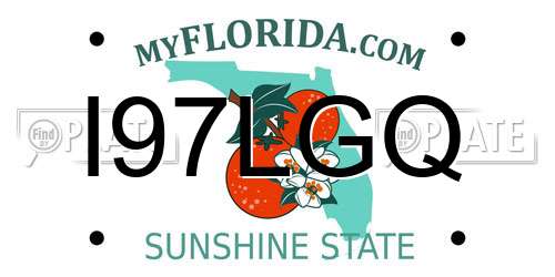 I97LGQ Florida License Plate