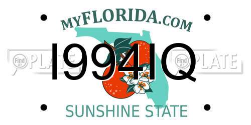 I994IQ Florida License Plate