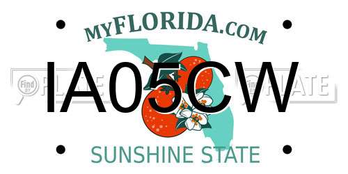IA05CW Florida License Plate
