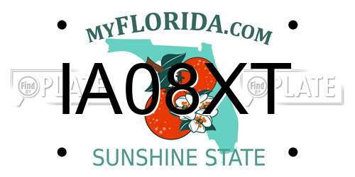 IA08XT Florida License Plate