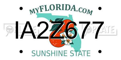 IA2Z677 Florida License Plate