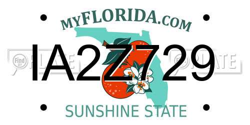 IA2Z729 Florida License Plate