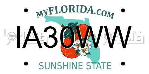 IA30WW Florida License Plate
