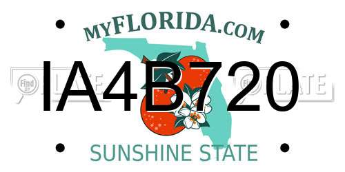 IA4B720 Florida License Plate