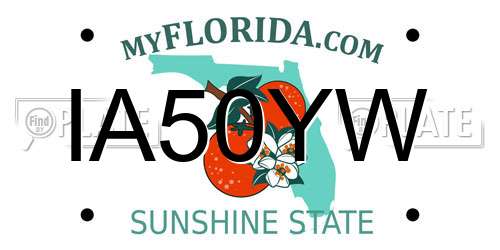 IA50YW Florida License Plate