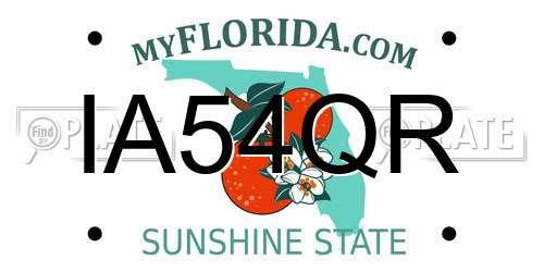 IA54QR Florida License Plate