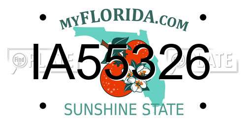 IA55326 Florida License Plate