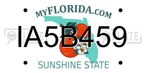 IA5B459 Florida License Plate
