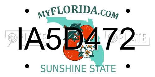 IA5D472 Florida License Plate