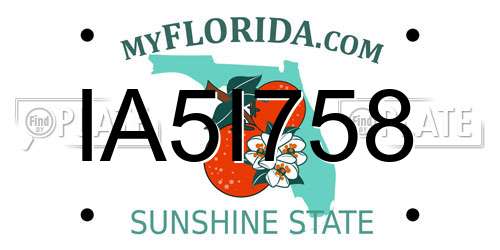 IA5I758 Florida License Plate
