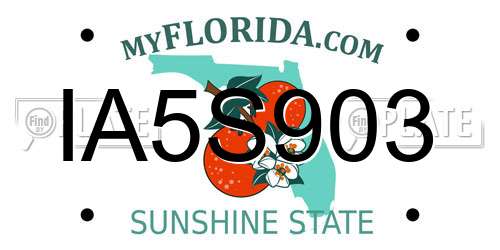 IA5S903 Florida License Plate