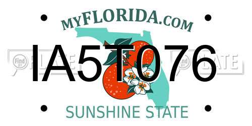 IA5T076 Florida License Plate