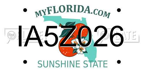 IA5Z026 Florida License Plate