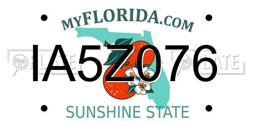 IA5Z076 Florida License Plate