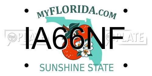 IA66NF Florida License Plate