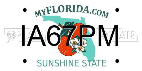 IA67PM Florida License Plate