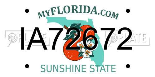 IA72672 Florida License Plate