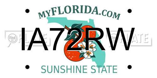 IA72RW Florida License Plate