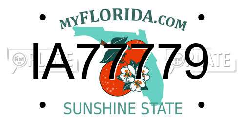 IA77779 Florida License Plate