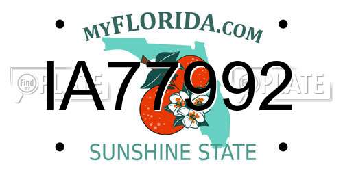 IA77992 Florida License Plate