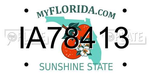 IA78413 Florida License Plate