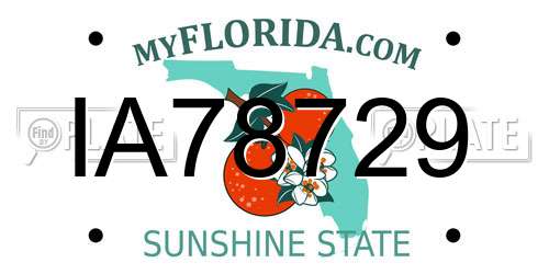 IA78729 Florida License Plate