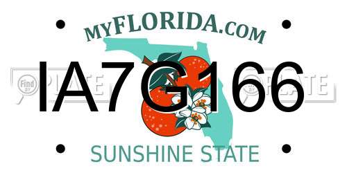 IA7G166 Florida License Plate