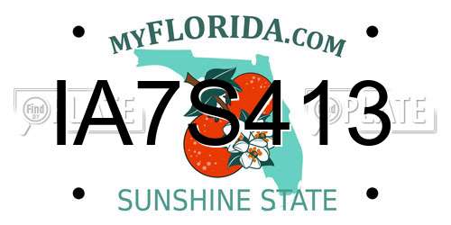 IA7S413 Florida License Plate