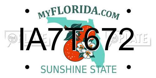 IA7T672 Florida License Plate