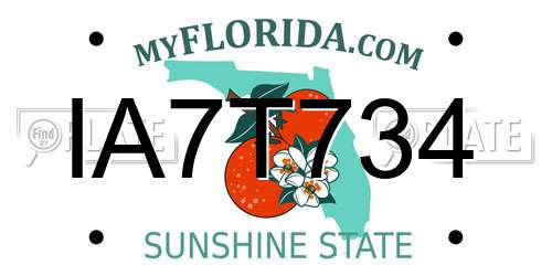 IA7T734 Florida License Plate