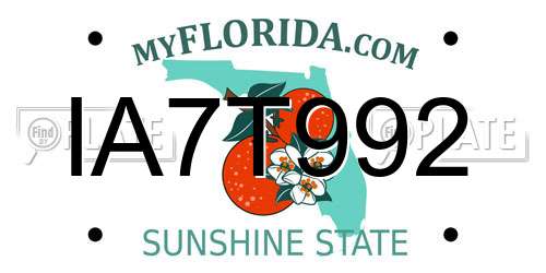 IA7T992 Florida License Plate