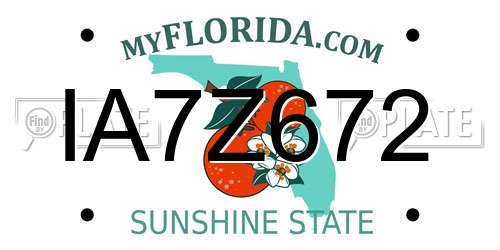 IA7Z672 Florida License Plate