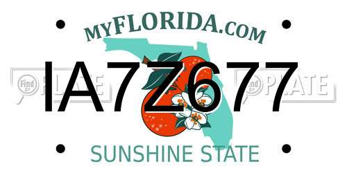 IA7Z677 Florida License Plate