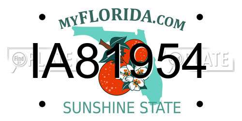 IA81954 Florida License Plate