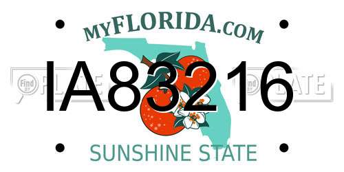 IA83216 Florida License Plate