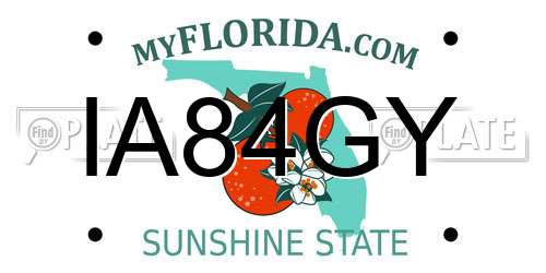 IA84GY Florida License Plate