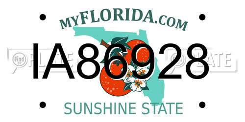 IA86928 Florida License Plate