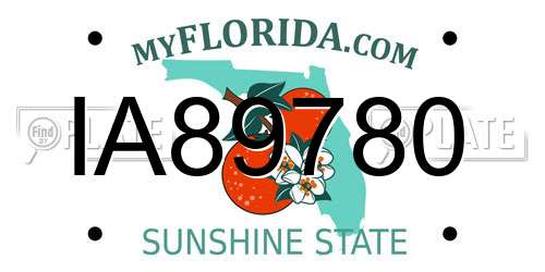 IA89780 Florida License Plate