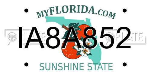 IA8A852 Florida License Plate